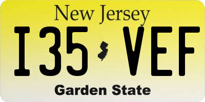 NJ license plate I35VEF