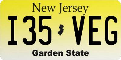 NJ license plate I35VEG