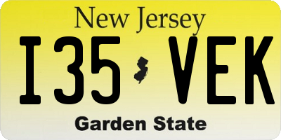 NJ license plate I35VEK