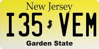 NJ license plate I35VEM