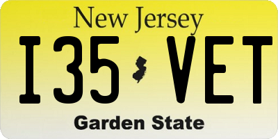 NJ license plate I35VET