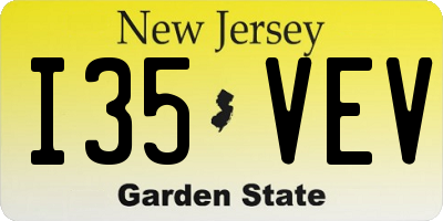NJ license plate I35VEV