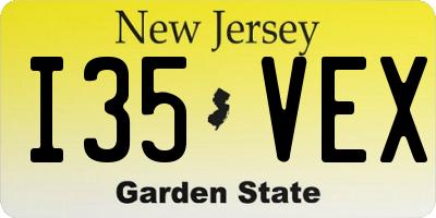 NJ license plate I35VEX