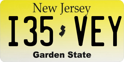 NJ license plate I35VEY