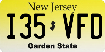 NJ license plate I35VFD