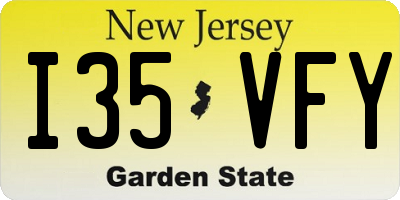NJ license plate I35VFY