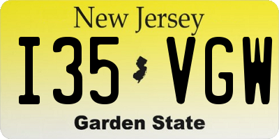 NJ license plate I35VGW