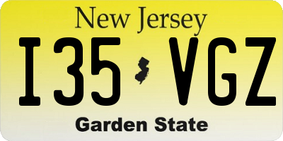 NJ license plate I35VGZ