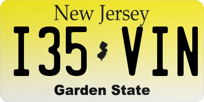 NJ license plate I35VIN