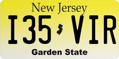 NJ license plate I35VIR