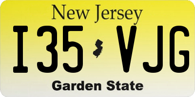 NJ license plate I35VJG