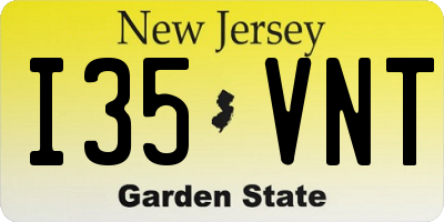 NJ license plate I35VNT