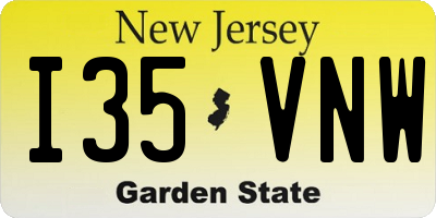 NJ license plate I35VNW
