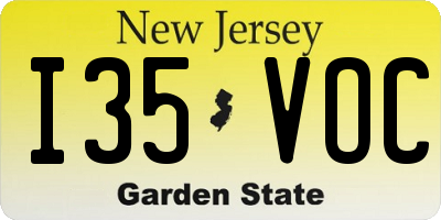 NJ license plate I35VOC