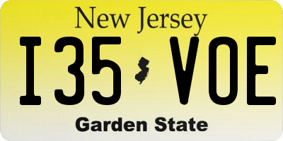 NJ license plate I35VOE