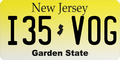 NJ license plate I35VOG