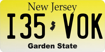NJ license plate I35VOK