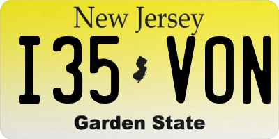 NJ license plate I35VON
