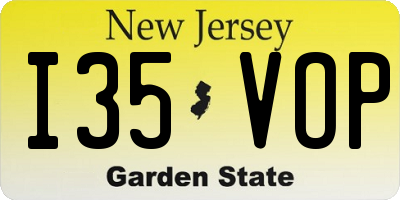 NJ license plate I35VOP