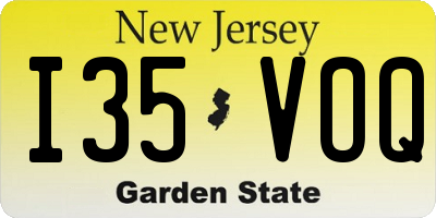 NJ license plate I35VOQ