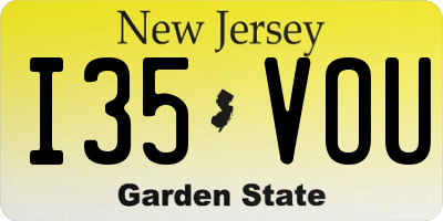 NJ license plate I35VOU
