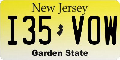 NJ license plate I35VOW