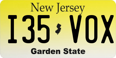 NJ license plate I35VOX
