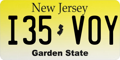 NJ license plate I35VOY