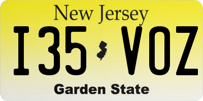 NJ license plate I35VOZ