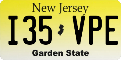 NJ license plate I35VPE