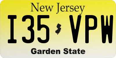 NJ license plate I35VPW