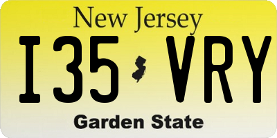 NJ license plate I35VRY