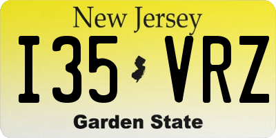 NJ license plate I35VRZ