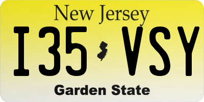 NJ license plate I35VSY