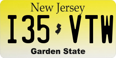 NJ license plate I35VTW
