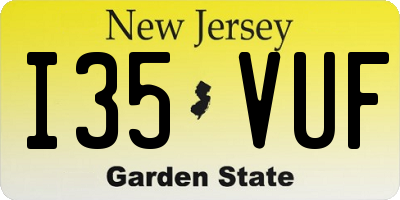 NJ license plate I35VUF