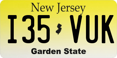 NJ license plate I35VUK