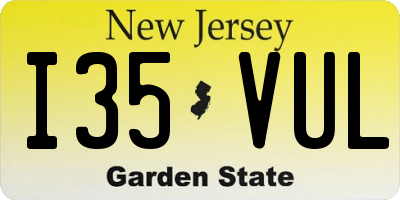 NJ license plate I35VUL