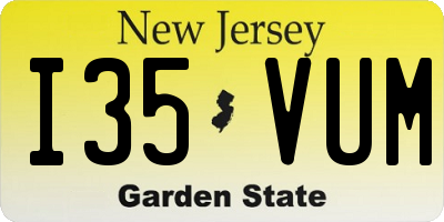 NJ license plate I35VUM