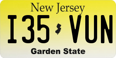 NJ license plate I35VUN