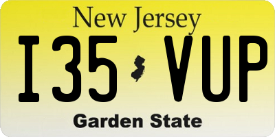 NJ license plate I35VUP