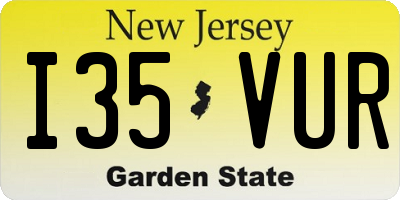 NJ license plate I35VUR