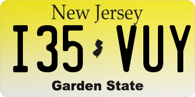 NJ license plate I35VUY