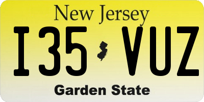 NJ license plate I35VUZ