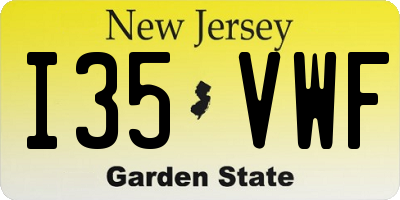 NJ license plate I35VWF