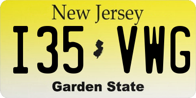 NJ license plate I35VWG