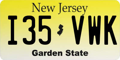 NJ license plate I35VWK