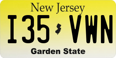NJ license plate I35VWN