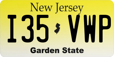 NJ license plate I35VWP