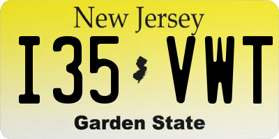 NJ license plate I35VWT